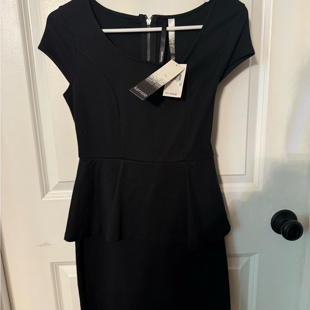 Kensie Black Peplum Dress, NWT